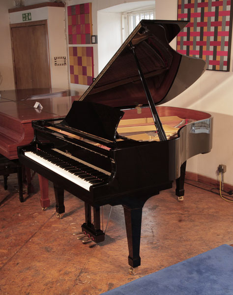 Reconditioned, 2001, Boston GP178 II grand piano for sale with a black case and spade legs 