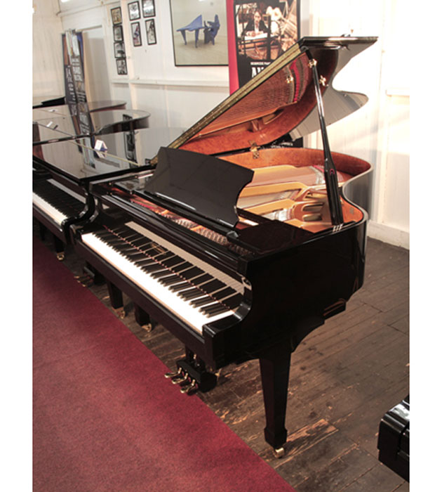 A 2019, Edelweiss G66 grand piano with fitted iQ airport Player System. Piano has an eighty-eight note keyboard and a three pedal lyre