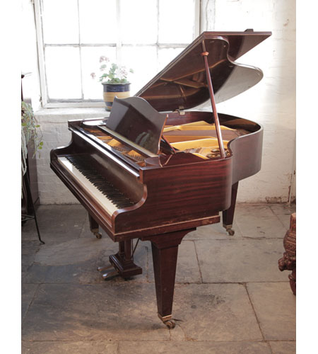 Reconditioned, 1937, Bechstein Model S baby grand piano with a polished, mahogany case and square, tapered legs