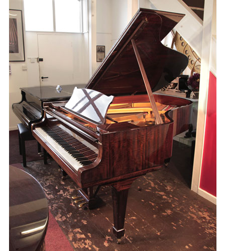 Reconditioned, 1975, Steinway Model A grand piano for sale with a Cuban mahogany case spade legs
