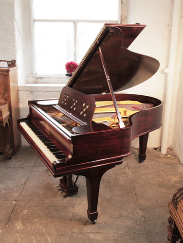 Bespoke 1903, Steinway Model O grand piano for sale with a polished, rosewood case and spade legs. Piano has an eighty-eight note keyboard and a two-pedal lyre.   